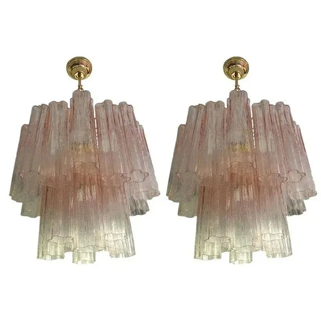Early 21st Century Pink Murano Glass Tronchi Chandeliers by Simoeng, Set of 2 For Sale - Image 5 of 13