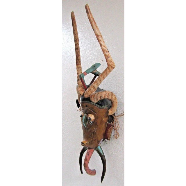 African Antique Hand-Carved Polychrome Wooden Gouro Zauli Mask of the Ivory Coast For Sale - Image 3 of 15