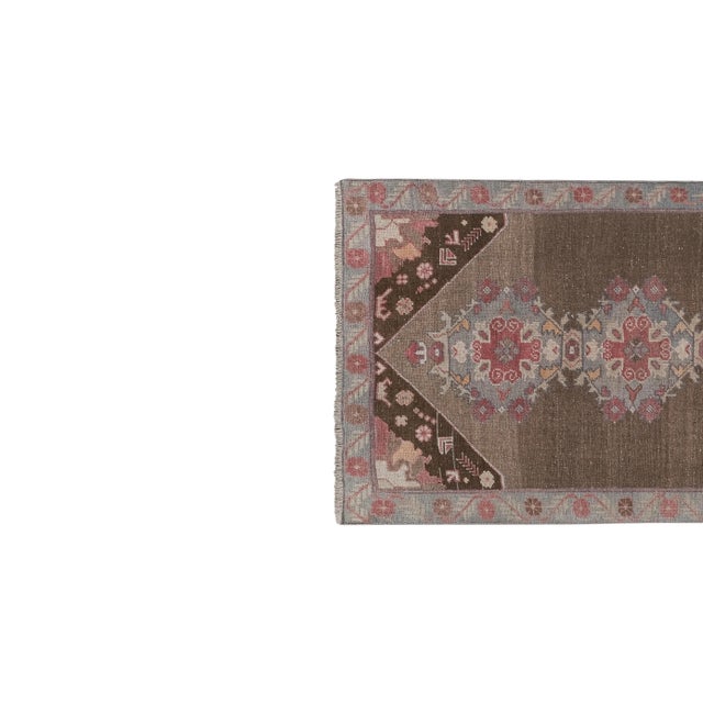 Mid-Century Modern 1960s Vintage Turkish Karapinar Runner Rug With Pastel Color 3'8'' X 8'11'' For Sale - Image 3 of 13