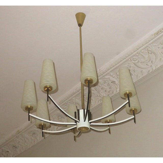 Italian Brass and Art Glass Chandelier, 1970s For Sale - Image 14 of 14