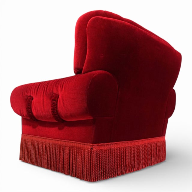 Art Deco Hollywood Regency Red Lounge Chair, 1940s For Sale - Image 3 of 18