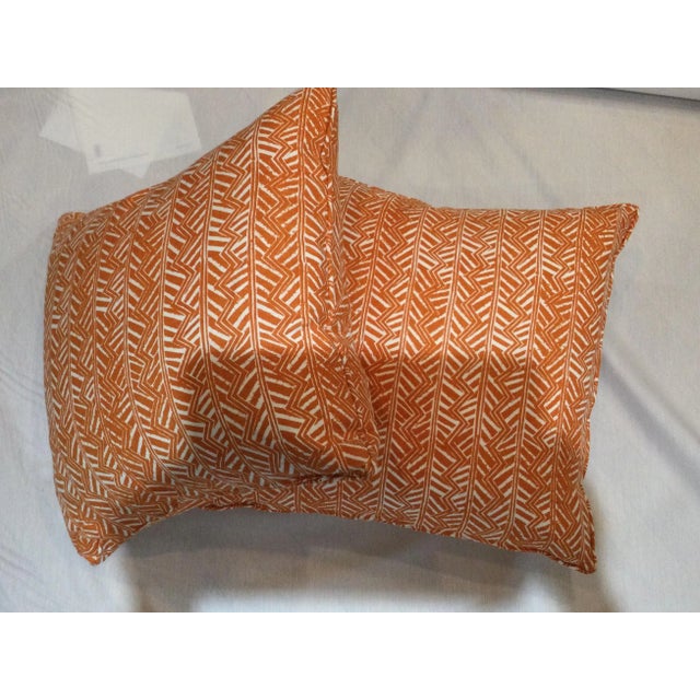 Fleming Burnt Orange and White Geometric Pillow Covers- Set of 2 For Sale - Image 4 of 6