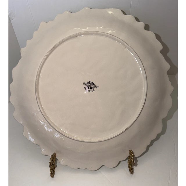 Mid-Century Modern Vintage Fitz Floyd Majolica Green Cabbage Leaf Serving Platter Plates-Set of 7 For Sale - Image 3 of 6