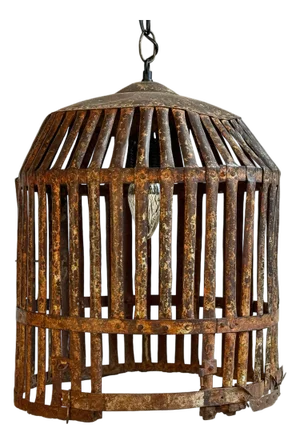 Farmhouse Vintage Iron Cage Pendant Light