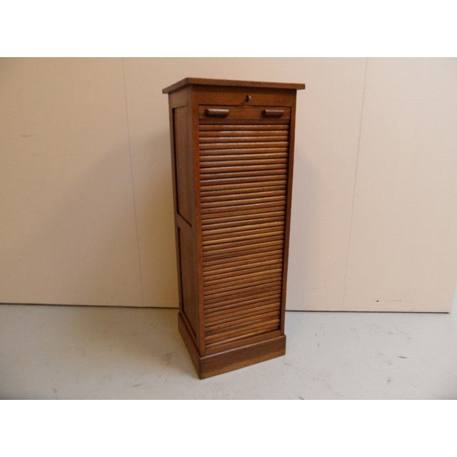 Wood Antique Oak Filing Cabinet with Roller Shutter, 1890s For Sale - Image 7 of 13