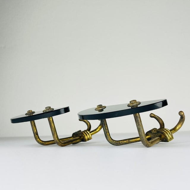 Vintage Brass Coat Hooks, Italy, 1950s, Set of 2 For Sale - Image 15 of 16