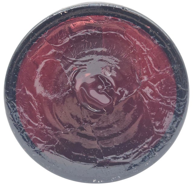 Winslow Anderson for Blenko 920m Amethyst Crackle Glass Decanter With Clear Stopper For Sale - Image 12 of 12