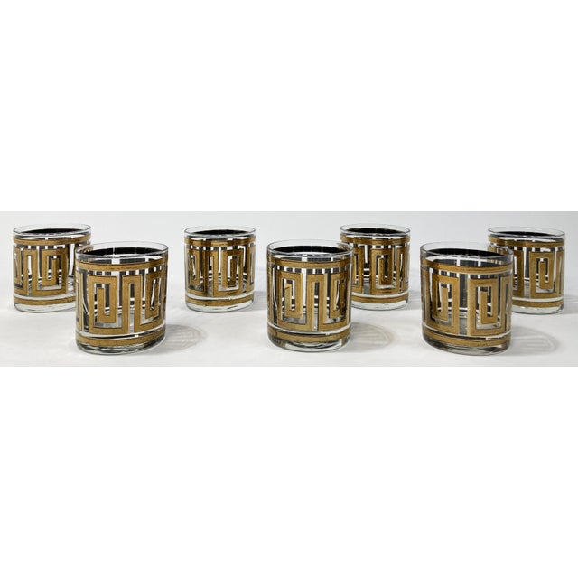 Highly sought after vintage Culver Ltd old fahioned glasses in the 22K gold Greek Key pattern. Set of seven. This is a...