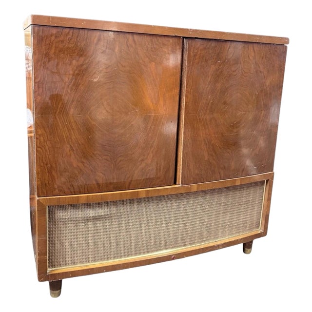 Vintage Walnut Radio Cabinet, 1950s For Sale