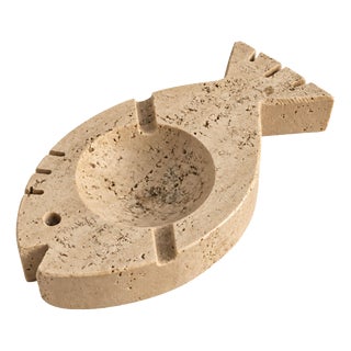 Italian Travertine Marble Fish Ashtray attributed to Fratelli Mannelli, 1970s For Sale