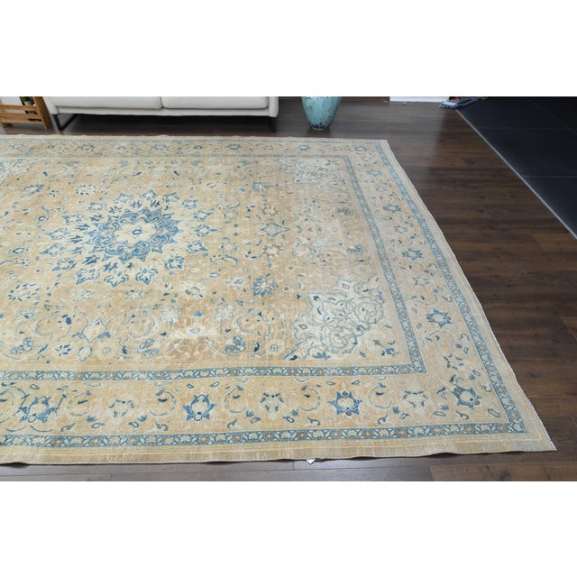 1970s Vintage Persian Handmade Wool Cotton Orange Area Rug For Sale In San Francisco - Image 6 of 11