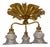 French Art Nouveau Brass and Glass Three-Light Flush Mount Ceiling Light, 1920 For Sale