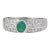 Classic Oval Emerald Diamond Statement Band Ring in Sterling Silver, Size 7 For Sale