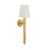 Contemporary Matthew Izzo Home Gino One Arm Gold Leaf Ball Lined Wall Sconce With Linen Shade For Sale - Image 3 of 6