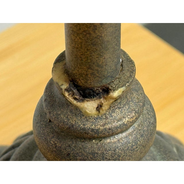Traditional Patinated Fluted Base Table Lamps, Pair For Sale - Image 10 of 12