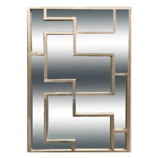 Worlds Away Modern Lotus Silver Panel Wall Mirror For Sale