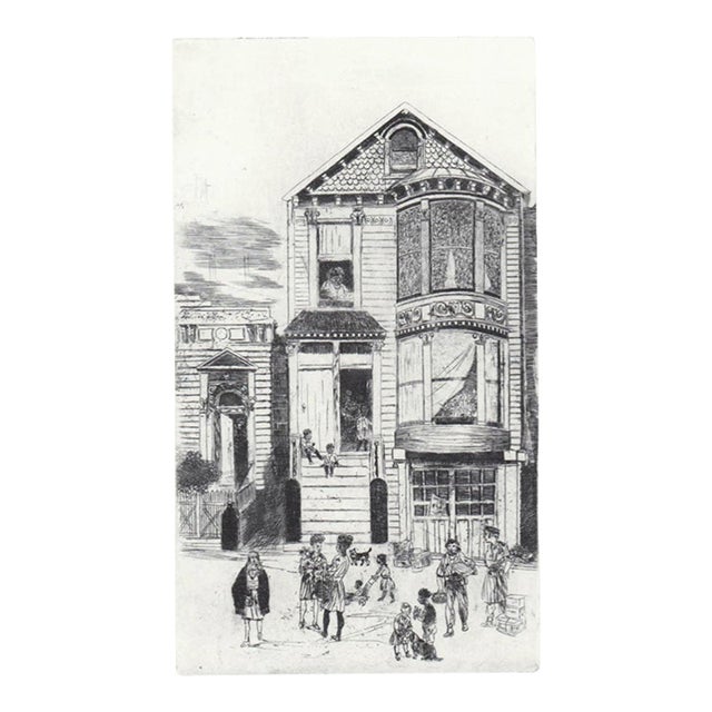 1915 John Winkler Old House on Pine Street Etching For Sale