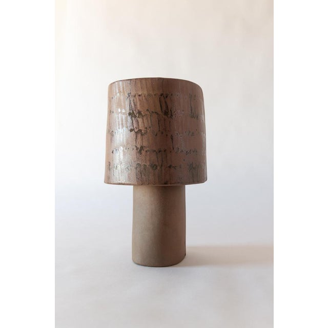 Brown Medium Table Lamp in Stoneware with Hand-Painted Glaze by Lucas Huillet For Sale - Image 6 of 15