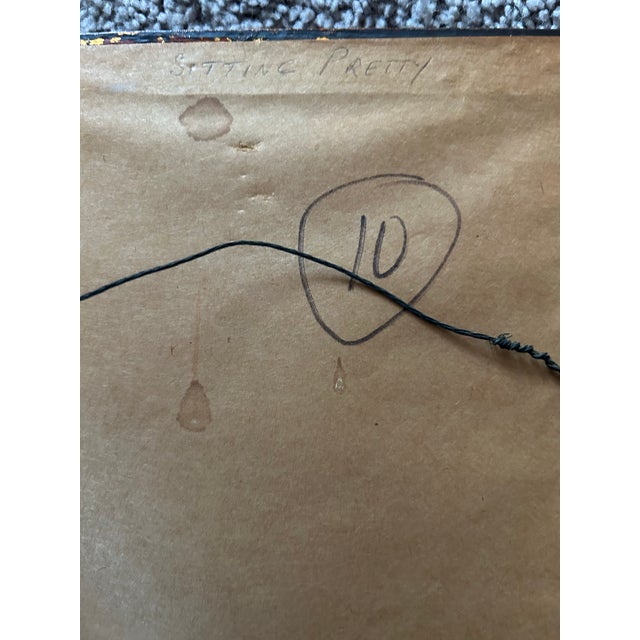 Sienna Vintage Original Small Framed Painting of Torso of Woman Entitled ‘Sitting Pretty’ For Sale - Image 8 of 9