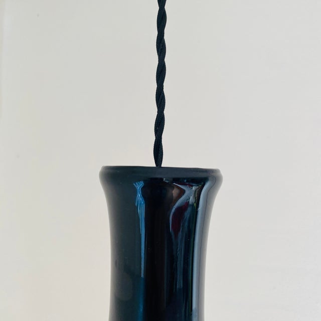 Mid-Century Modern Black Opal Glass P&T Pendant Lamp by Michael Bang for Holmegaard, Denmark 1970s For Sale - Image 3 of 10