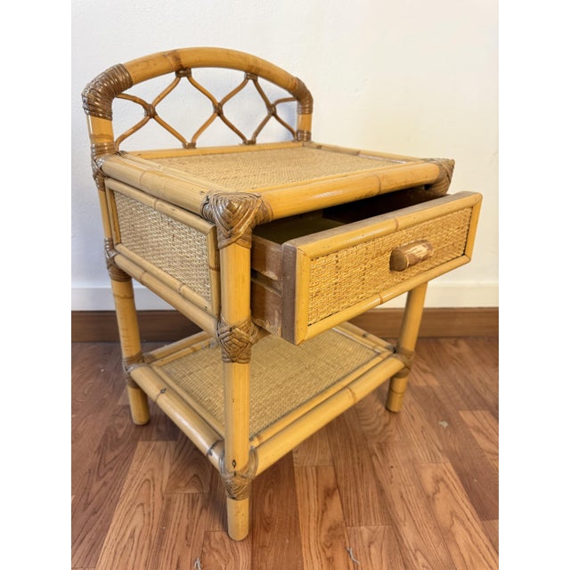 French Rattan Bedside Tables, 1960s, Set of 2 For Sale - Image 4 of 10