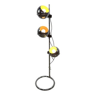 Vintage Space Age Eyeball Floor Lamp with 3 Chrome Globes, 1970s For Sale