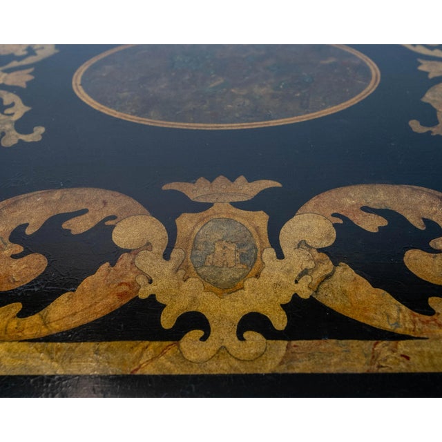Neoclassical Style Hand Painted Slate Top Coffee Table For Sale - Image 10 of 13
