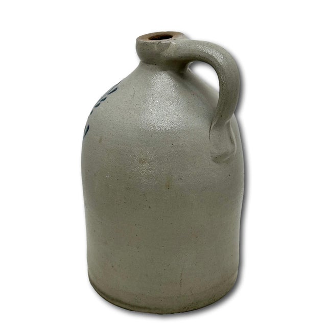 Nice Small 1 Gallon Size Antique Early American Blue Decorated Stoneware Spirits Jug - Circa Late 19th Century For Sale - Image 13 of 18