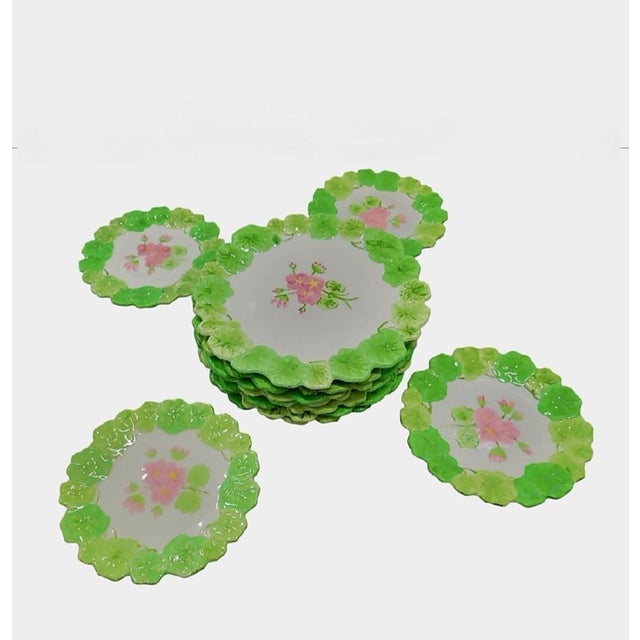 Bring the epitome of Palm Beach chic to your table or wall with this whimsical set of 10 vintage majolica-style ceramic...