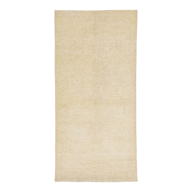 Beige Modern Paki Peshawar Handmade Wool Rug - 4′9″ × 10′ For Sale