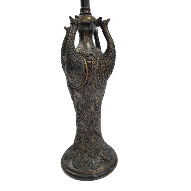 1980s Pair of Peacock Motif Table Lamps For Sale - Image 14 of 17