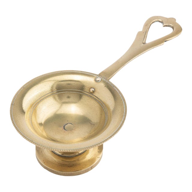 English Cast Brass Taster Dish With Pedestal Base, 1775-1800 For Sale