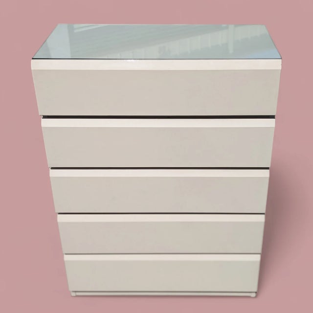 Wood Postmodern Laminate & Glass Top Highboy Dresser by Lane, 1980s For Sale - Image 7 of 10