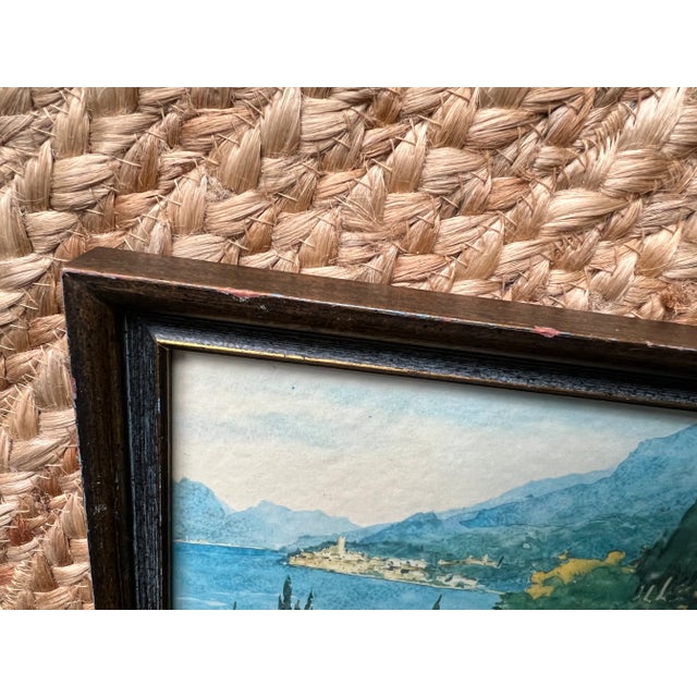 Wood Mid 20th Century Italian Landscape Postcards, Framed - a Pair For Sale - Image 7 of 9