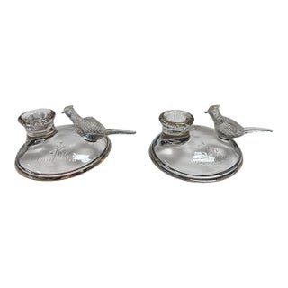 Pair of 1950s Jeannette Glass Company Pheasant Candleholders For Sale