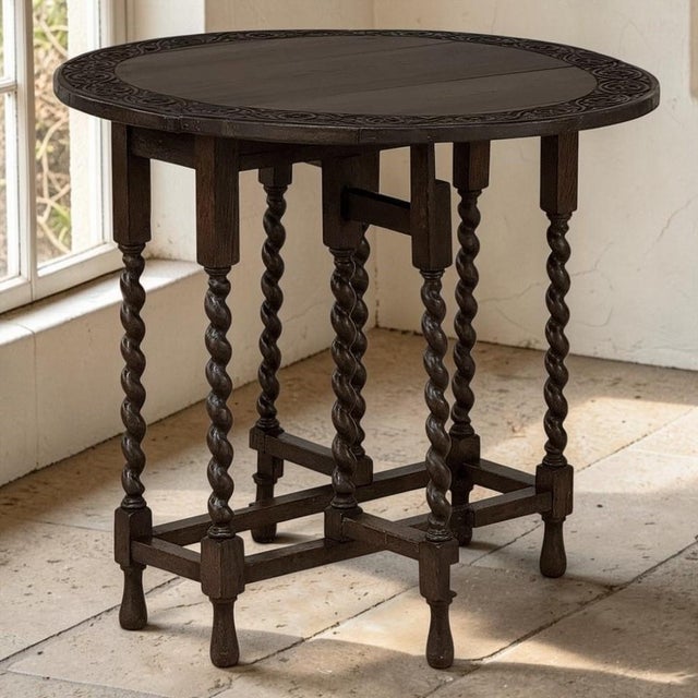 English 19th Century English Oak Gateleg Drop Leaf Occasional Table For Sale - Image 3 of 18