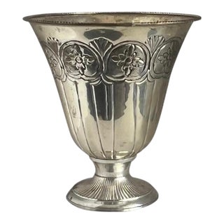 1970s Footed Silver Plated Vase Urn With Flared Rim For Sale