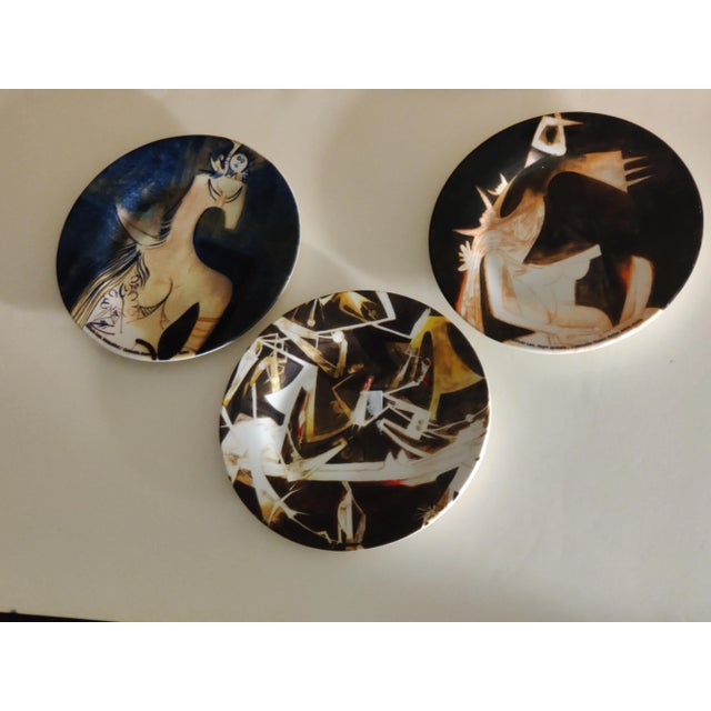 Late 20th Century Vintage Modern Art Plates - Set of 3 For Sale - Image 5 of 7