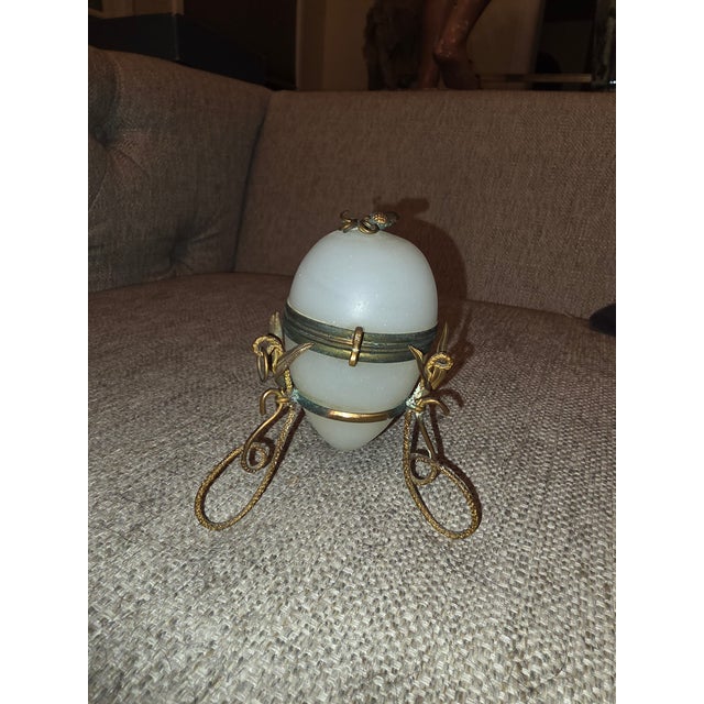 White White Opaline Egg Box Palais Royal For Sale - Image 8 of 12