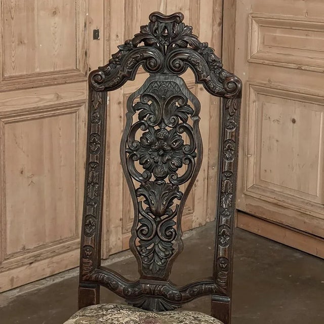 Pair Antique Italian Renaissance Side Chairs For Sale - Image 10 of 13