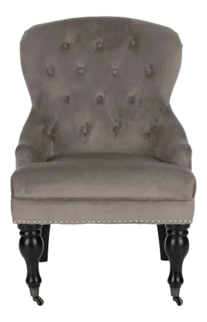 Tufted Armchair & Silver Nailheads in Mushroom Taupe & Java