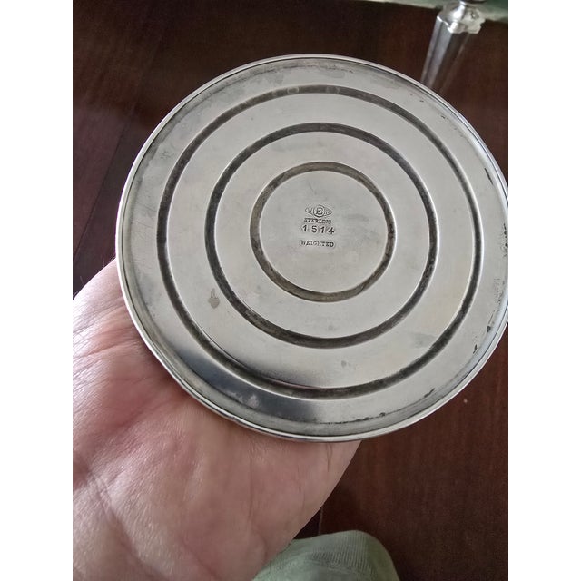 Vintage Mid Century Modern Pair Sterling Silver Candlesticks For Sale - Image 9 of 9