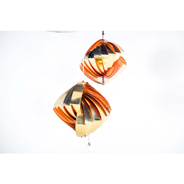 Gold Konkylie Pendant Lamp by Louis Weisdorf for Lyfa, 1960, Set of 2 For Sale - Image 8 of 14