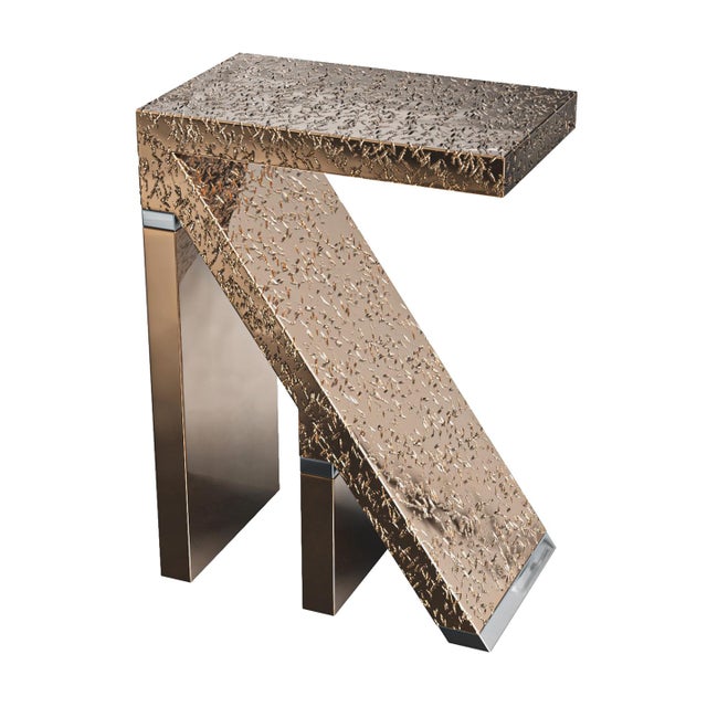 "Amendola" Side Table with Bronze & Special Textured Bronze, Handmade Bizimyer Furniture. Unmatched. Unrivalled. Designed...