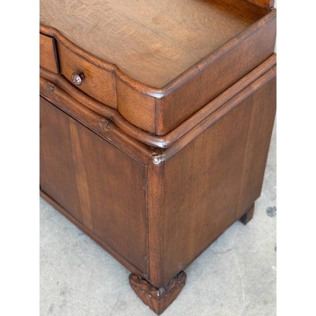 Vintage Carved Oak Server Buffet For Sale - Image 10 of 16