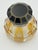Vintage Glass & Enamel Inkwell – Octagonal Cut Glass With Black & Gold Hinged Lid – Decorative Desk or Vanity Accent For Sale - Image 4 of 8