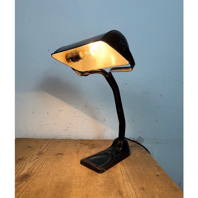 Vintage German Black Bank Lamp, 1930s For Sale - Image 16 of 17