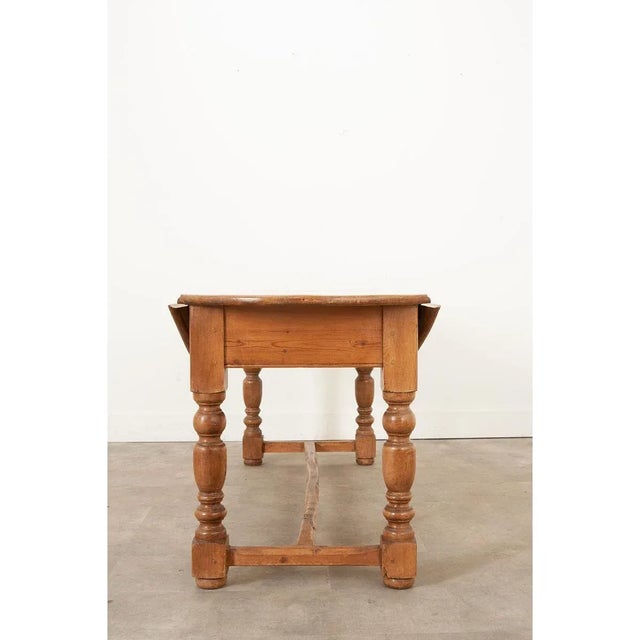 English Pine Drop Leaf Oval Dining Table C. 1920 For Sale - Image 9 of 11