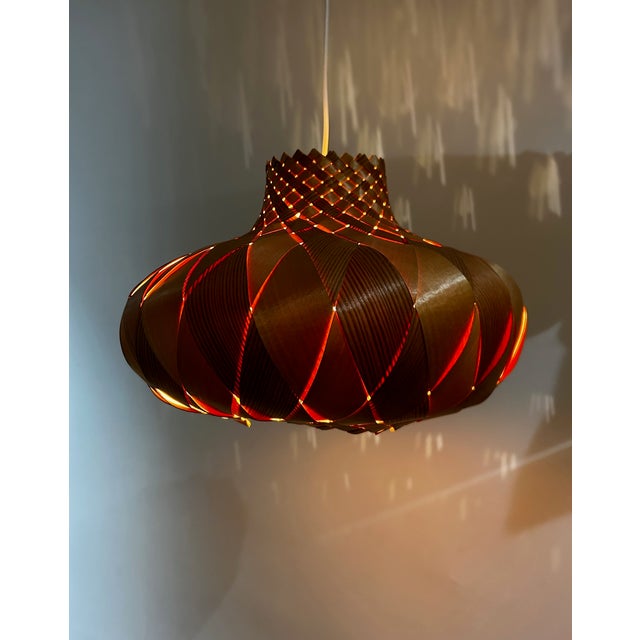 Brown Scandinavian Pine Pendant, 1960s For Sale - Image 8 of 11