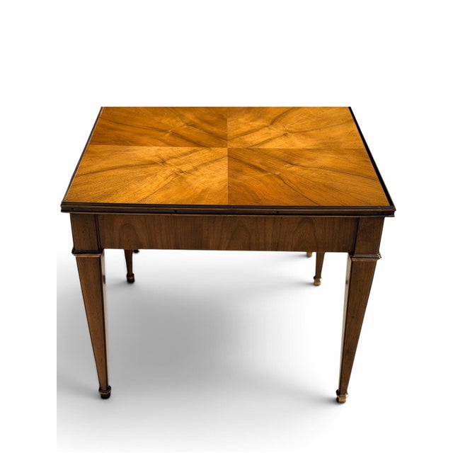 1970s Baker Furniture Satinwood & Brass Neoclassical End Tables With Glass Tops, Pair For Sale - Image 9 of 12